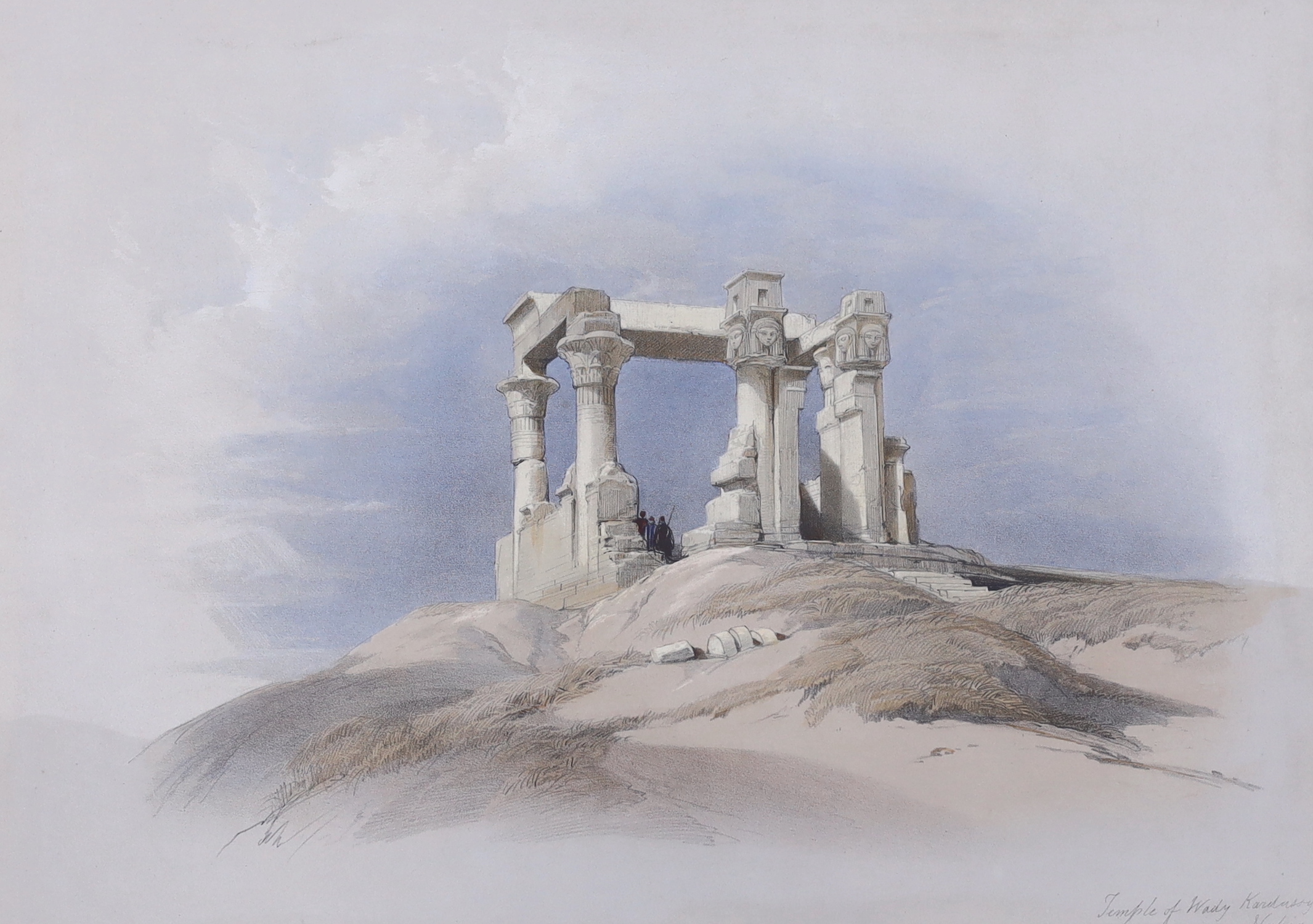David Roberts (Scottish, 1796-1864), colour lithograph, 'Temple of Wady Kardassy in Nubia', 26 x 35cm